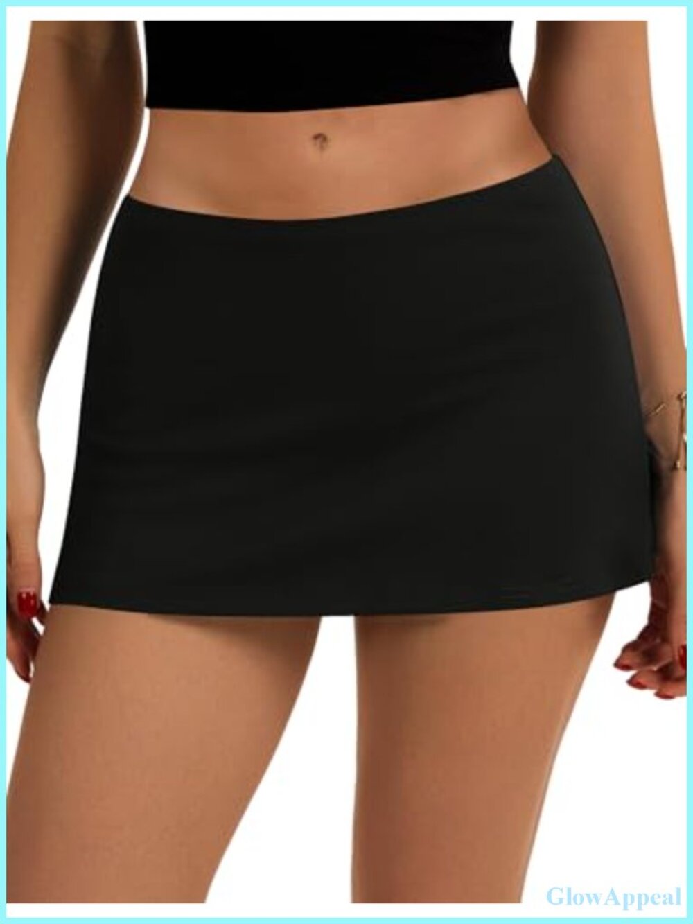 Low Rise Micro Mini Skort with Built-in Shorts & Pockets Bodycon